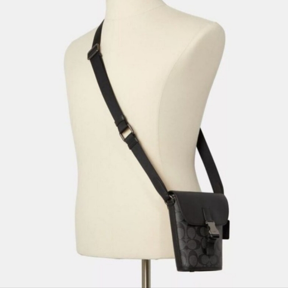 Coach Track Small Flap Crossbody In Signature Canvas / C3134 / CHARCOAL - Picture 2 of 3